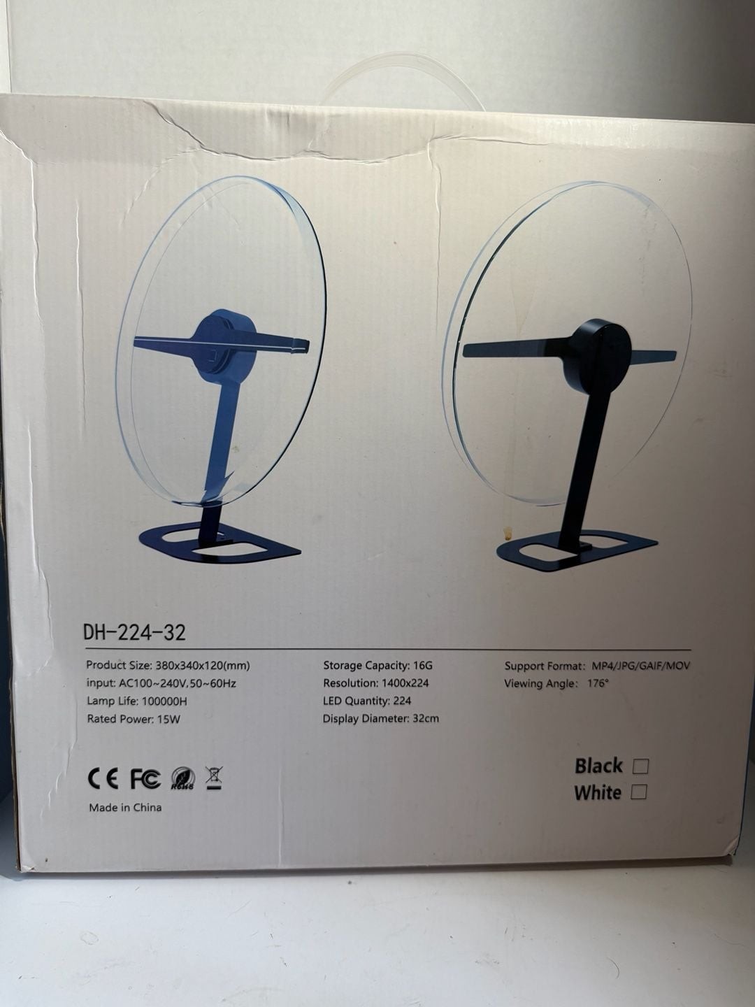 DH-224-32 32cm 3D Hologram LED Advertising Fan Projector with Protective Cover