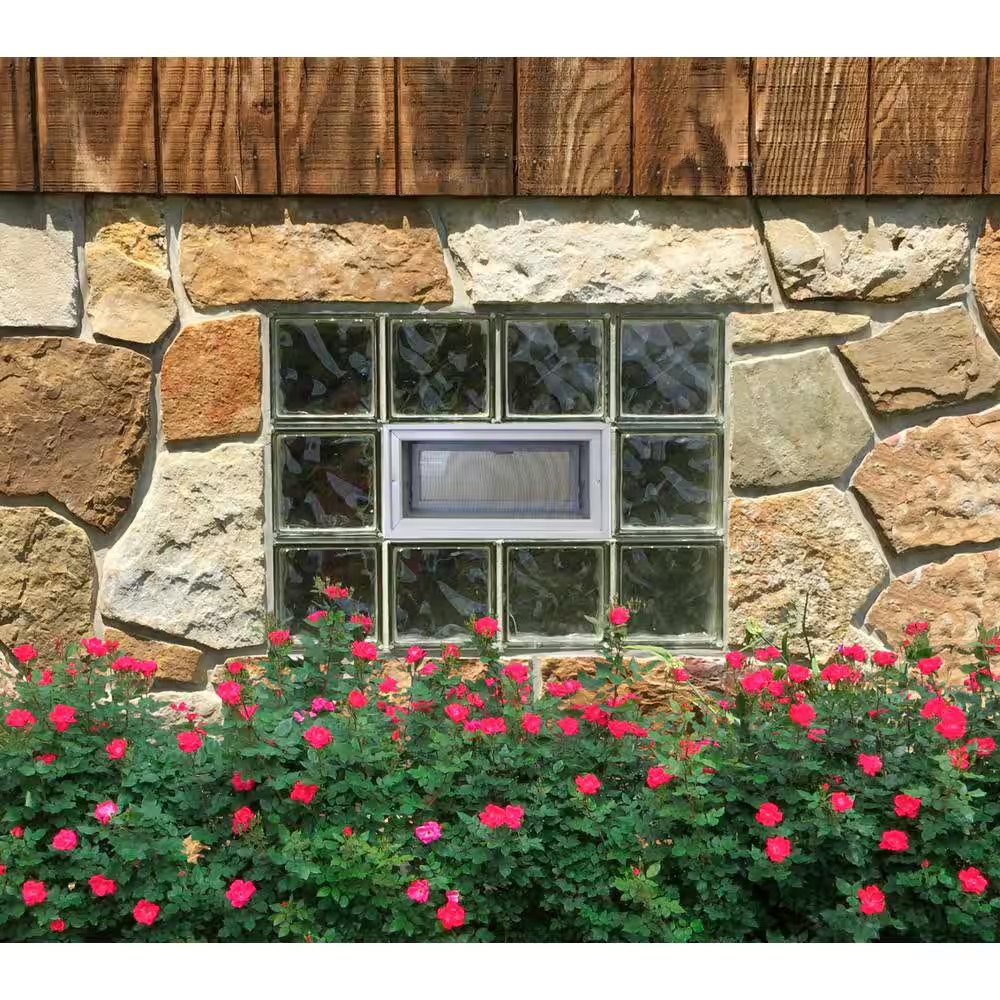 31 In. X 11.5 In. X 3.125 In. Frameless Wave Pattern Vented Glass Block Window