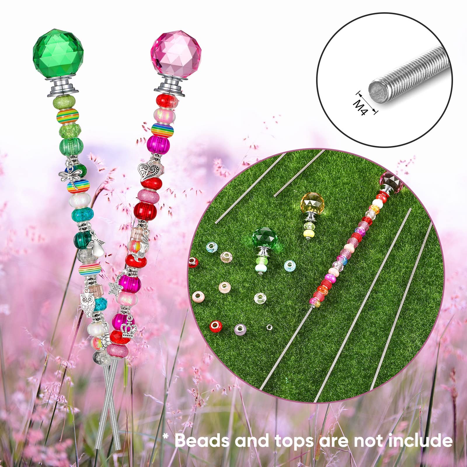 LEIFIDE 8/32 Inch 4mm Threaded Rod with Hex Nuts 12 Inch, multi-color