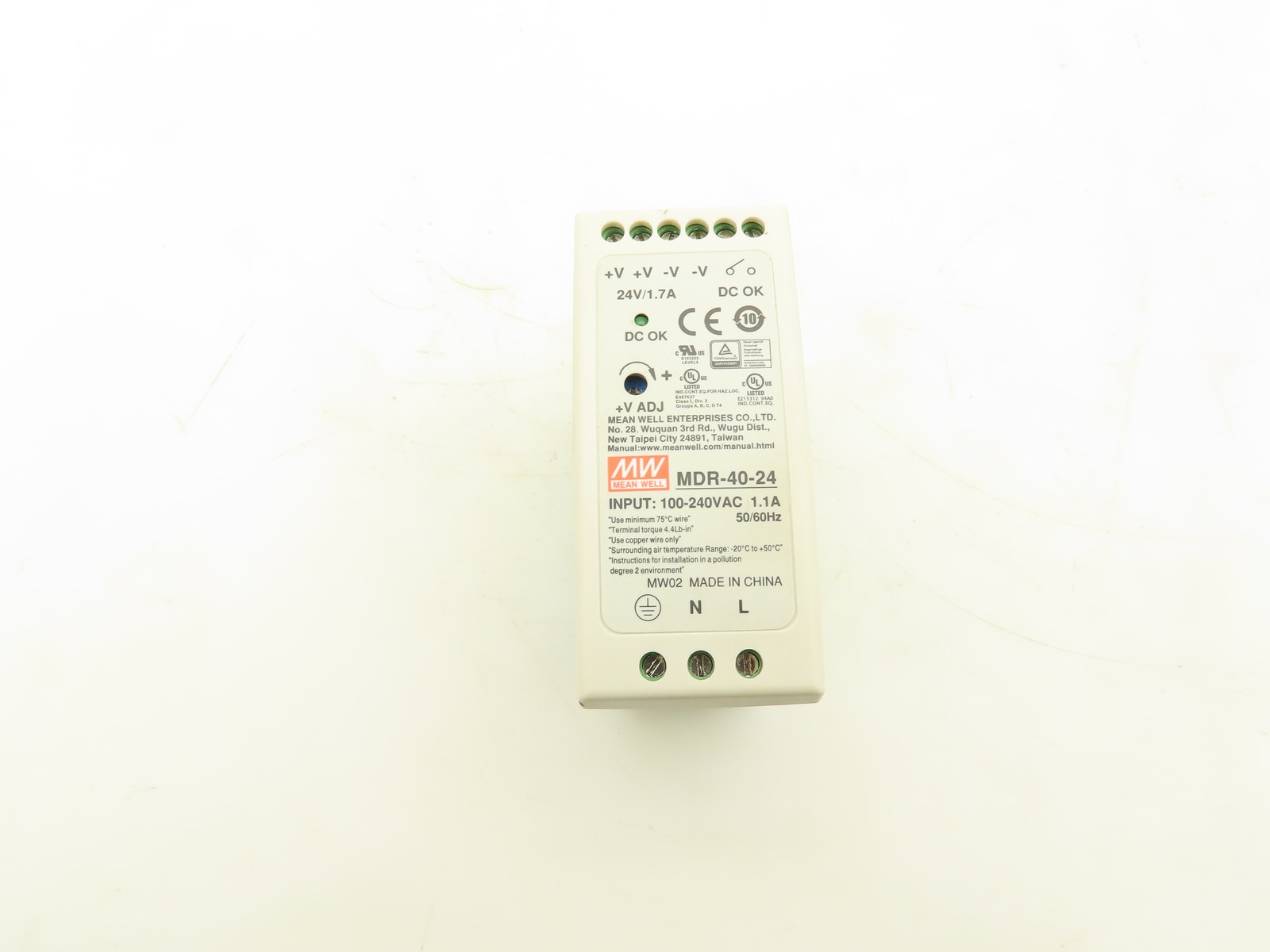 Mean Well MDR-40-24 DIN Rail Power Supply 100-240VAC to 24VDC 40W Lot of 3