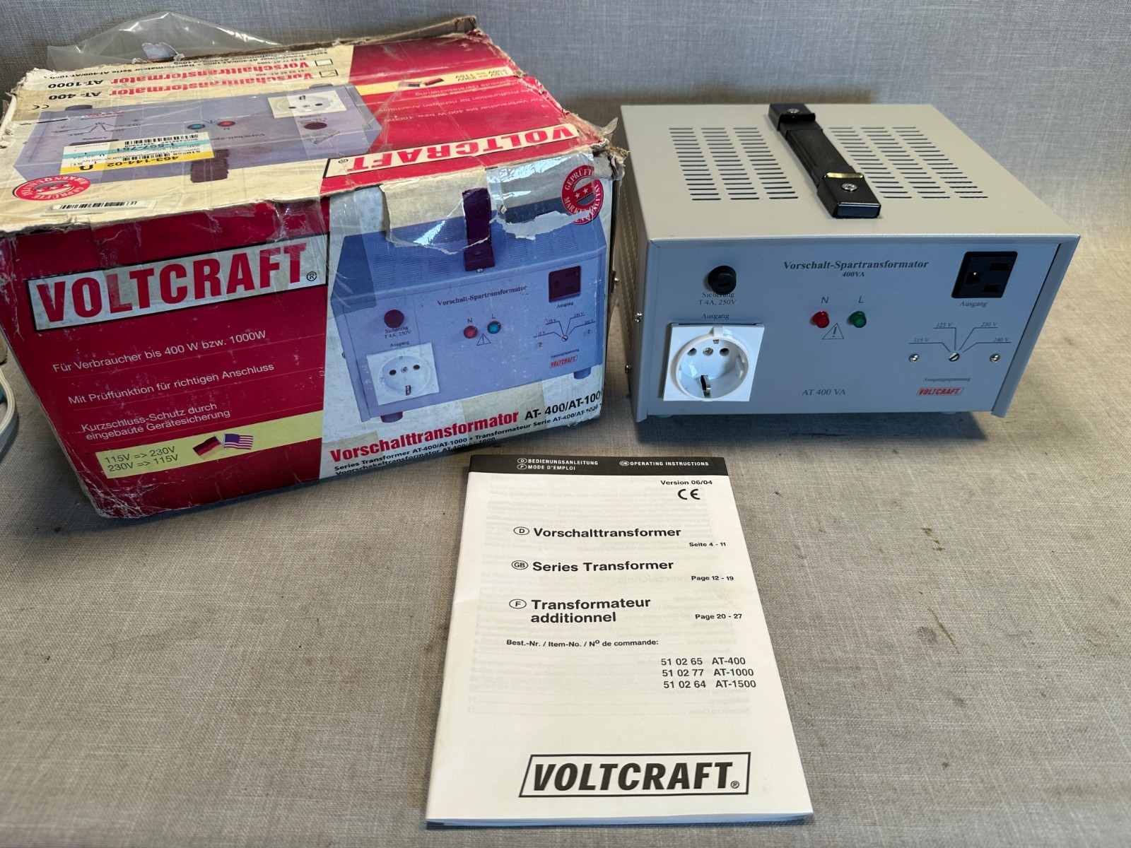 Voltcraft AT-400 VA Step-Up / Step-Down Isolation Transformer 115V–230V – WORKS!