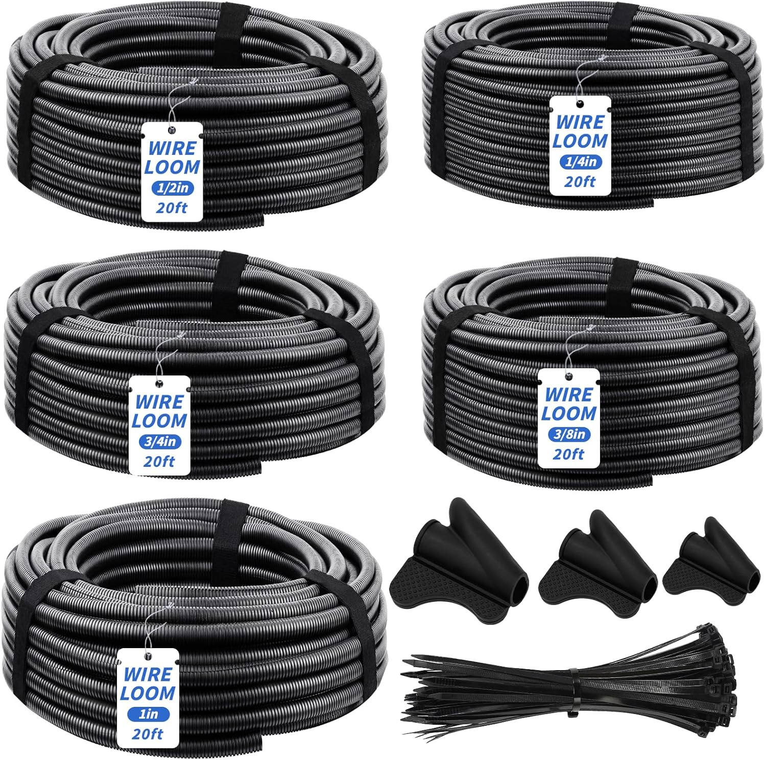 Split Wire Loom Tubing, 1/4,3/8,1/2,3/4,1 Inch X 20Ft Wire Protector Tubing, Aut