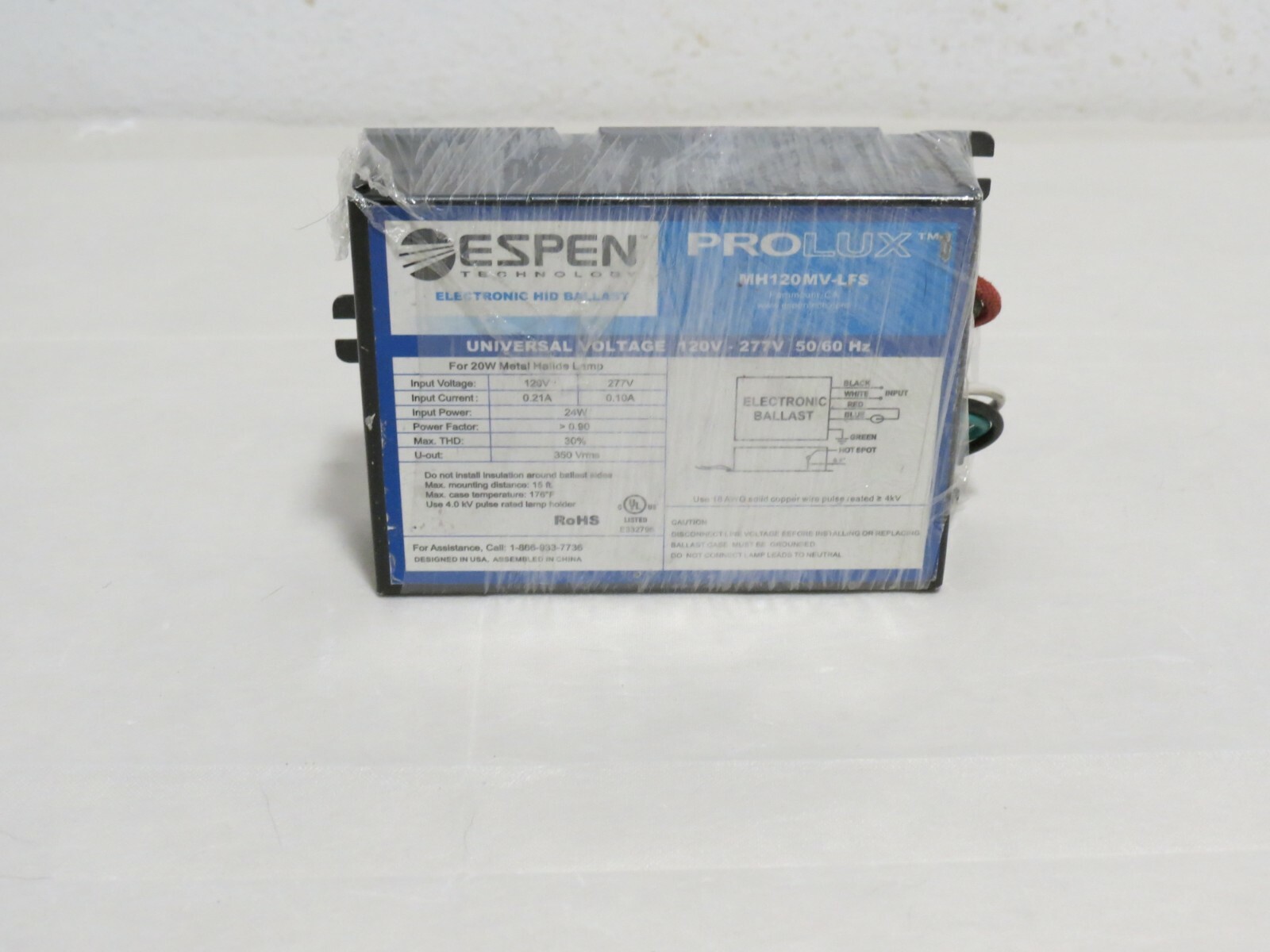 ESPEN PROLUX MH120MV-LFS HID BALLAST ELECTRONIC