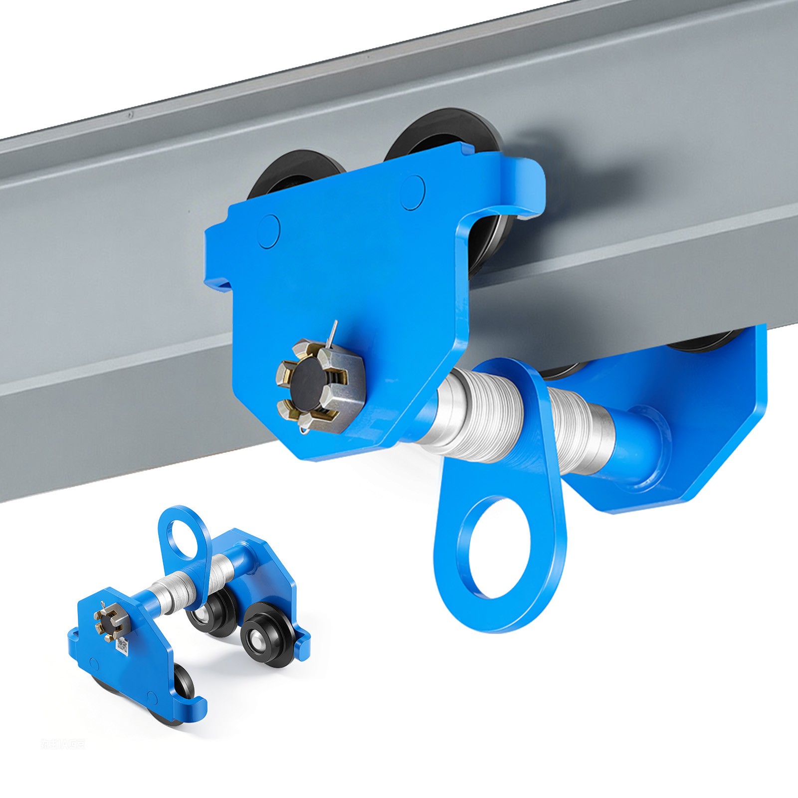 Uimoso Manual Push Beam Trolley, 2-Ton Capacity, Adjustable 2.4″-7″ Width