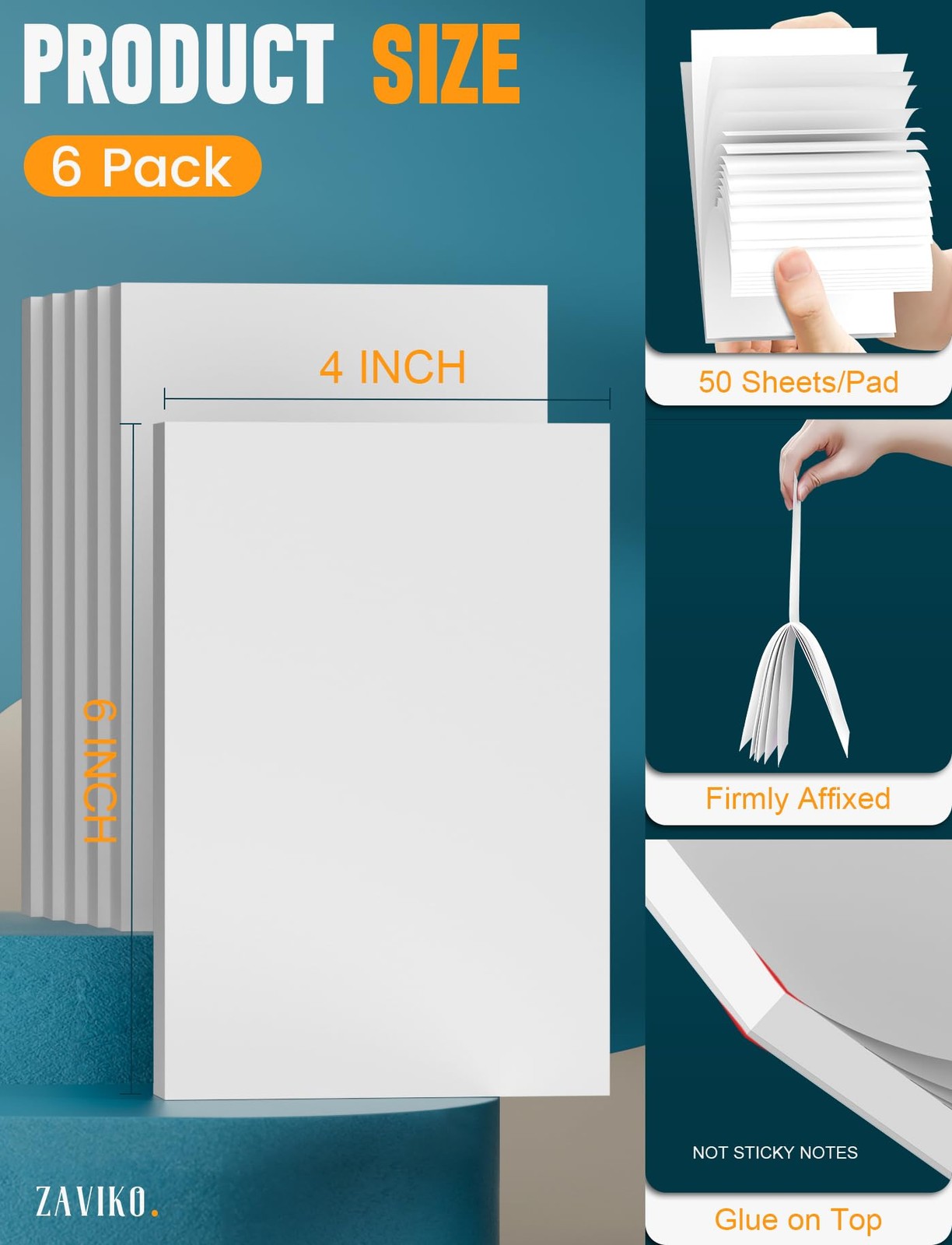 Note Pads 4×6, 6 Pack Mini Blank Notepad 4×6, Small Notepads 4×6 Paper Pads