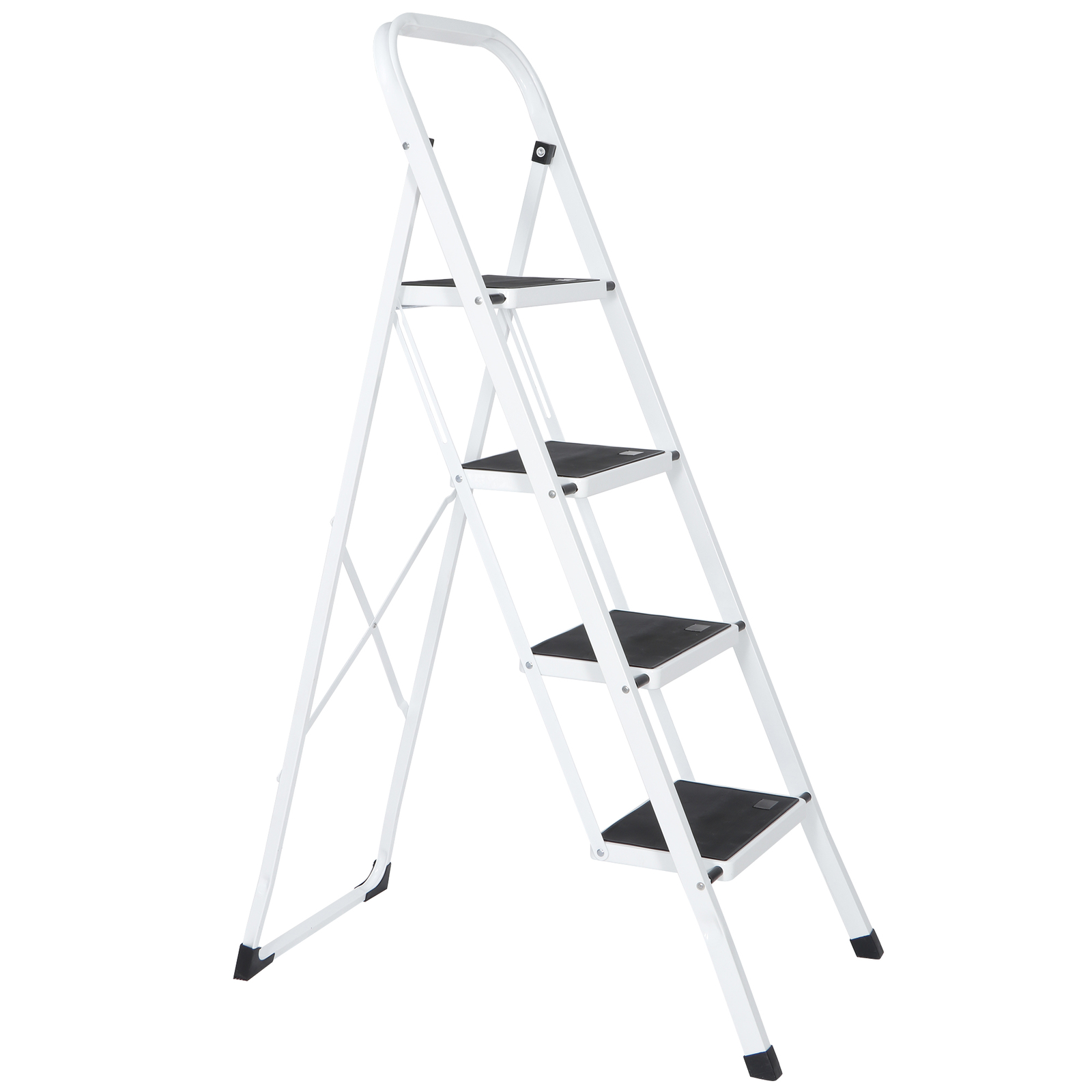 Steel Folding 4 Step Ladder Handgrip Anti-Slip Sturdy Stool Wide Pedal 330lbs