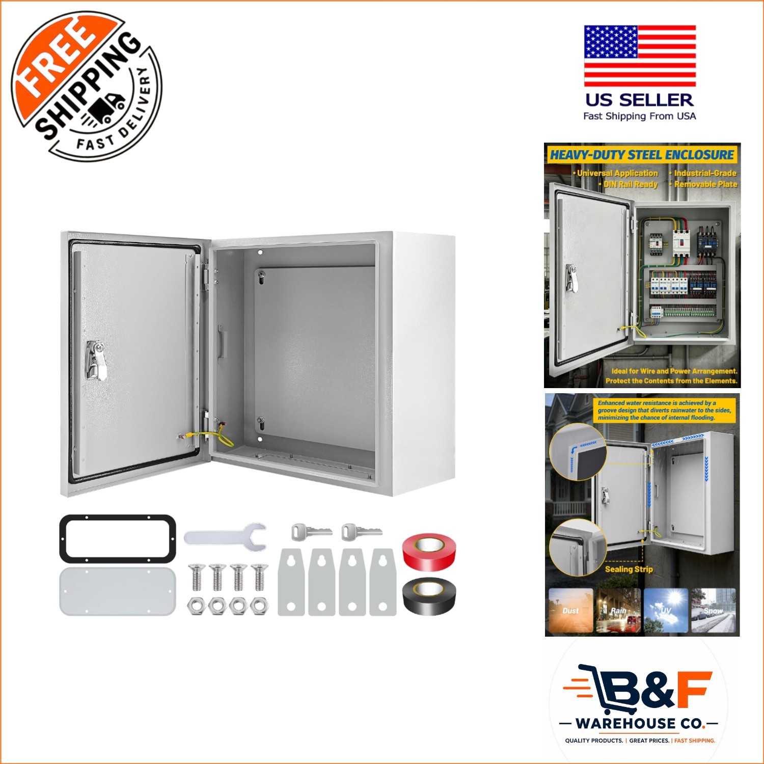 Secure 20x20x8» Junction Box with Lock | NEMA 4X Steel Design, Indoor/Outdoor