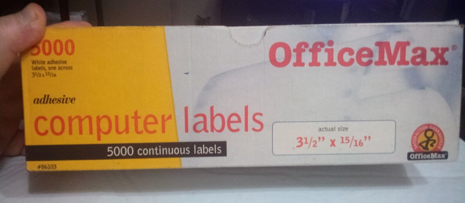 Labels 3 1/2 x 5/16 plain white 5000 count
