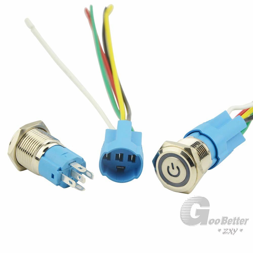 12mm LED ON OFF Waterproof Stainless Steel Momentary Push Button Power Switch