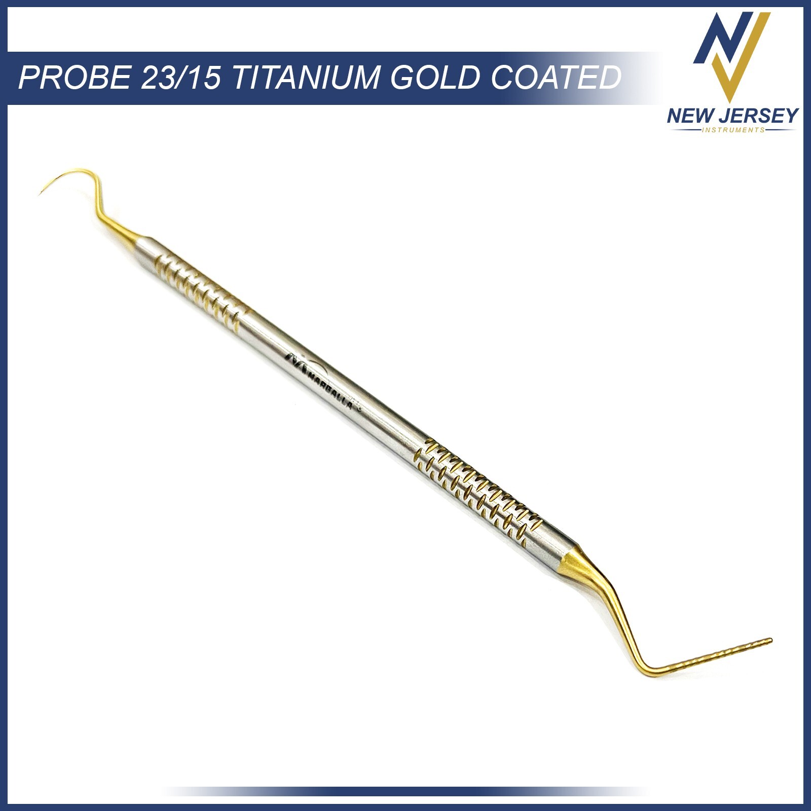 New 2Pcs Dental Explorer-Probe 23/15UNC High Quality Titanium Gold Coated