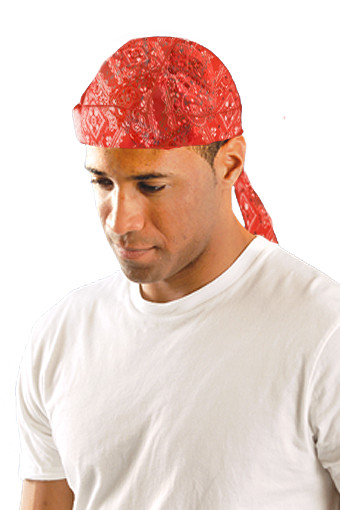 2 Caps OccuNomix Miracool-Cowboy Red Cooling Cotton Tie Hat / Cap Bandana