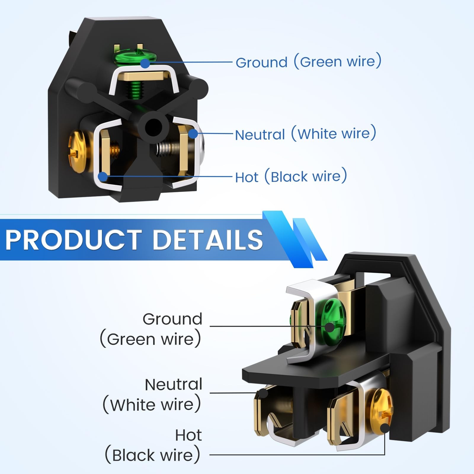 Electrical Replacement Plug & Connector Set, Extension Cord Ends Male and Female