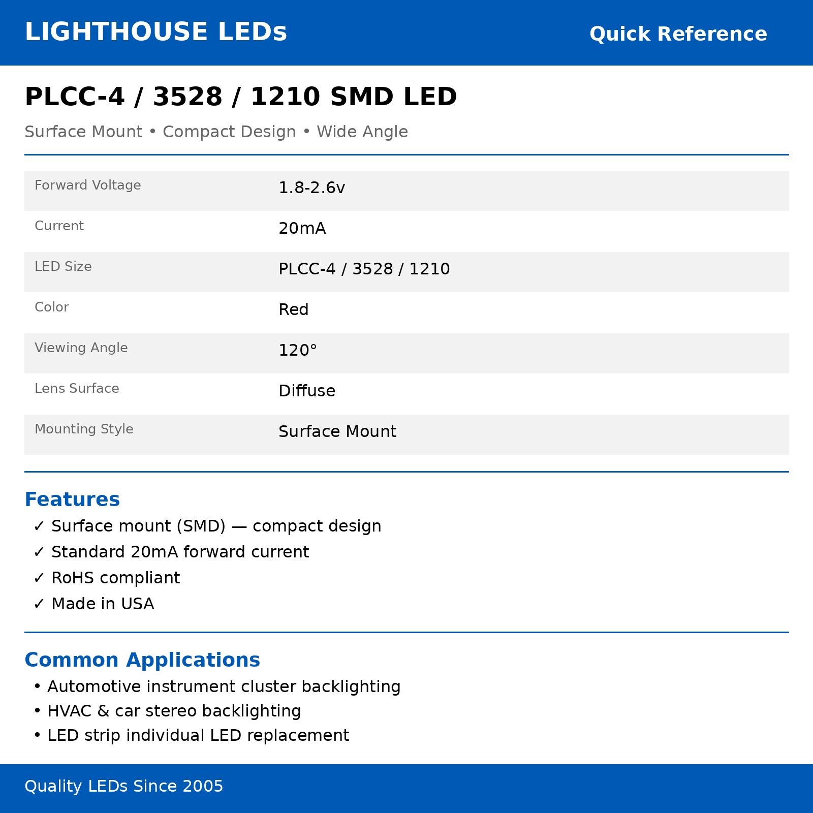 100 x LED PLCC4 1210 3528 Red SMD LEDs Light Super Ultra Bright Light Car PLCC-4