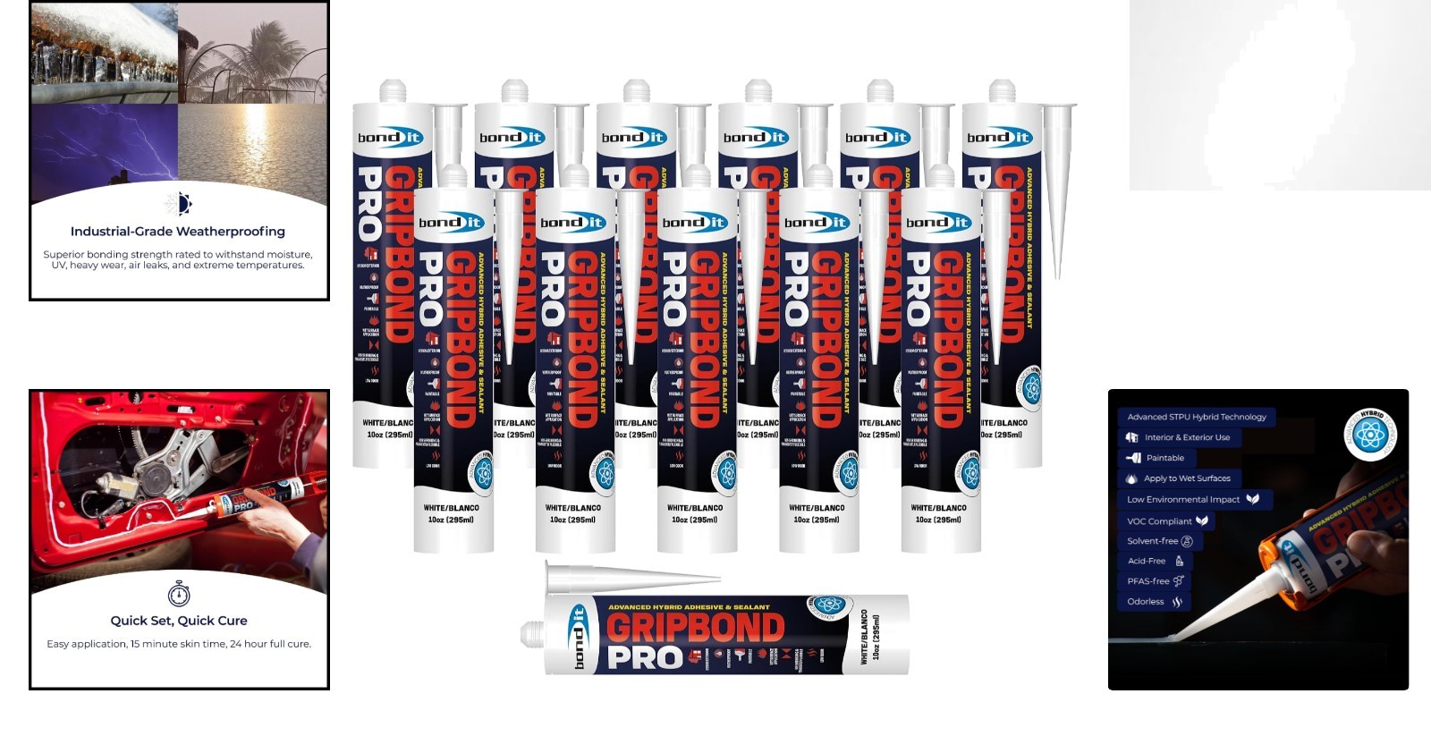 Gripbond PRO: Paintable Waterproof Hybrid Sealant & Adhesive – Multi-Surface Use
