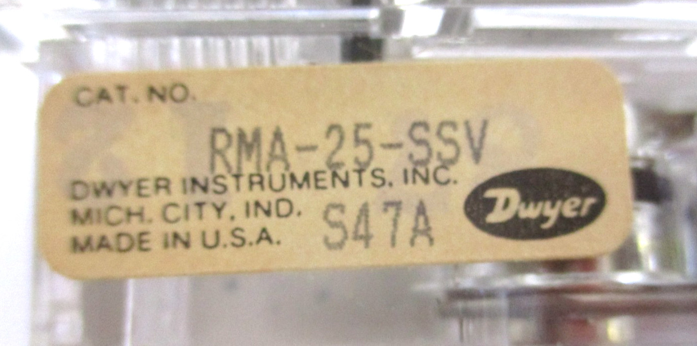 DWYER, RMA-25-SSV, RATE MASTER FLOW METER, 0-100 LPM-AIR , SURPLUS