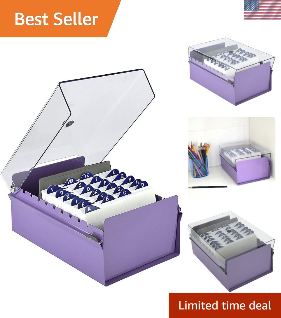 4 x 6 Card File Holder Organizer Box Metal Base Heavy Duty AZ Index Cards and…