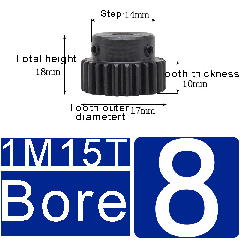 1 Mod Pinion Gear 10-150T Spur Gear With Step 45# Steel Transmission Gear 4~25mm