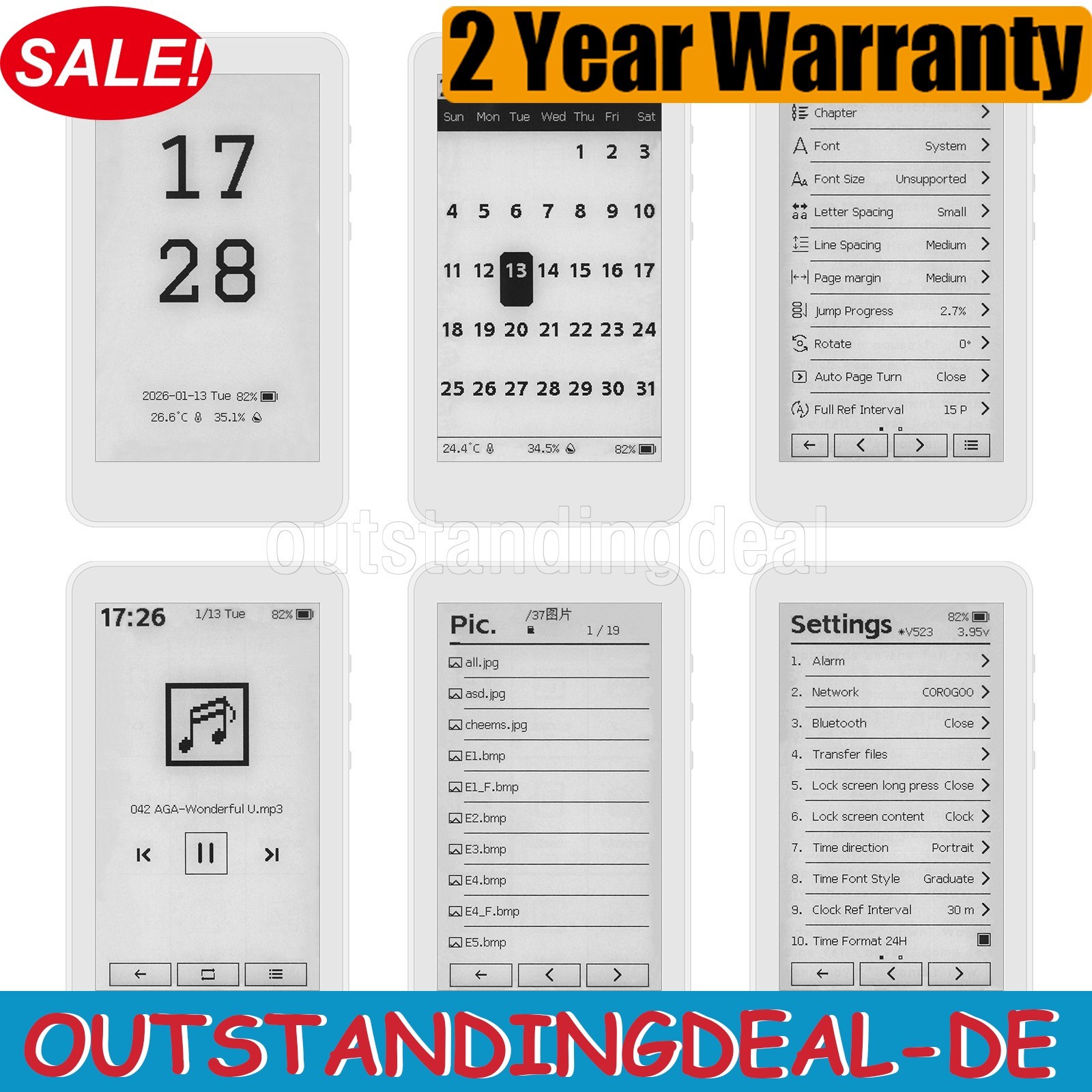 HamGeek M3 E-Book Reader 3.7-inch Touch Screen E-Paper 10-Level Adjustable ot34