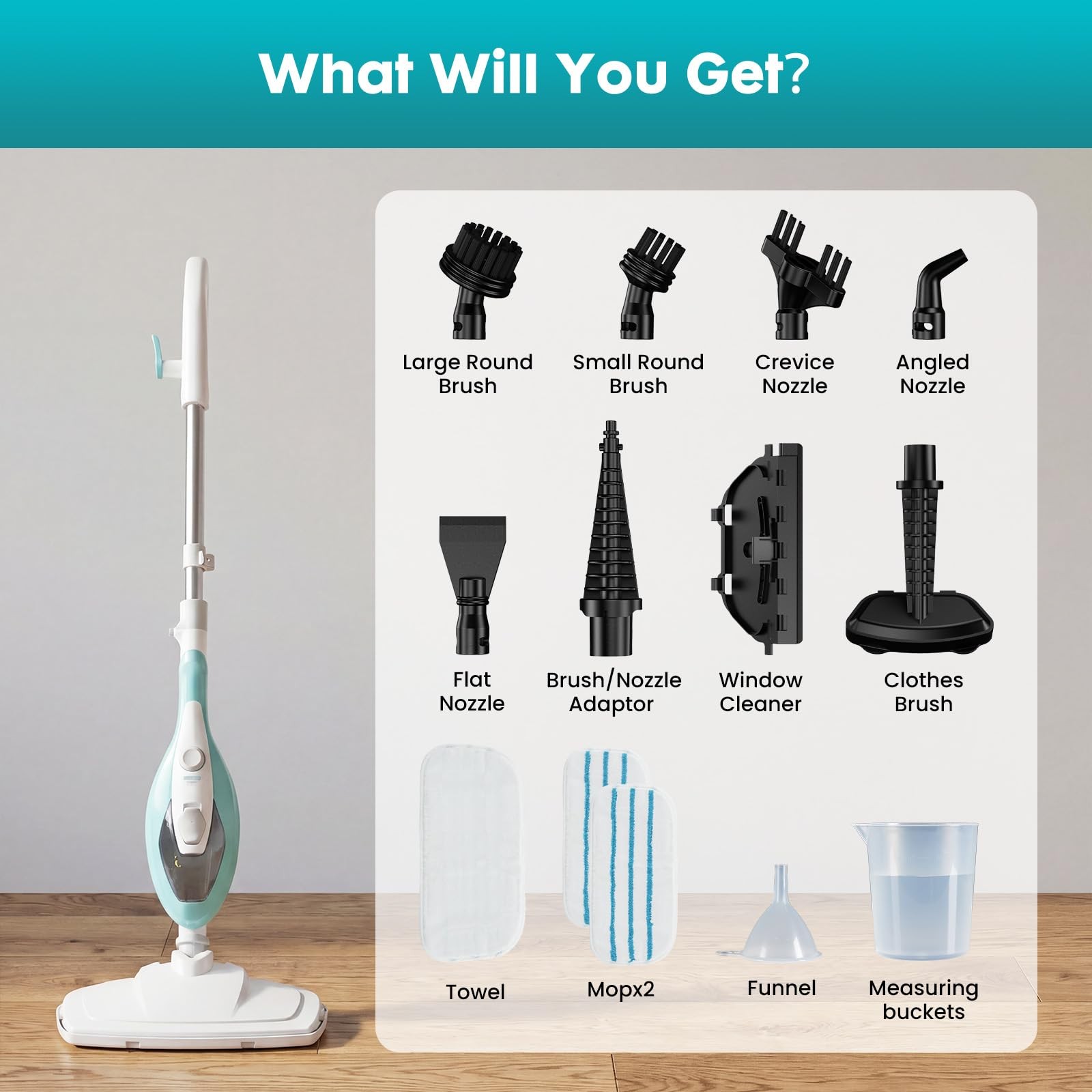 DUMOS 10 in 1 Multifunctional Steam Mop 1550W Detachable Handheld Steam Cleaner