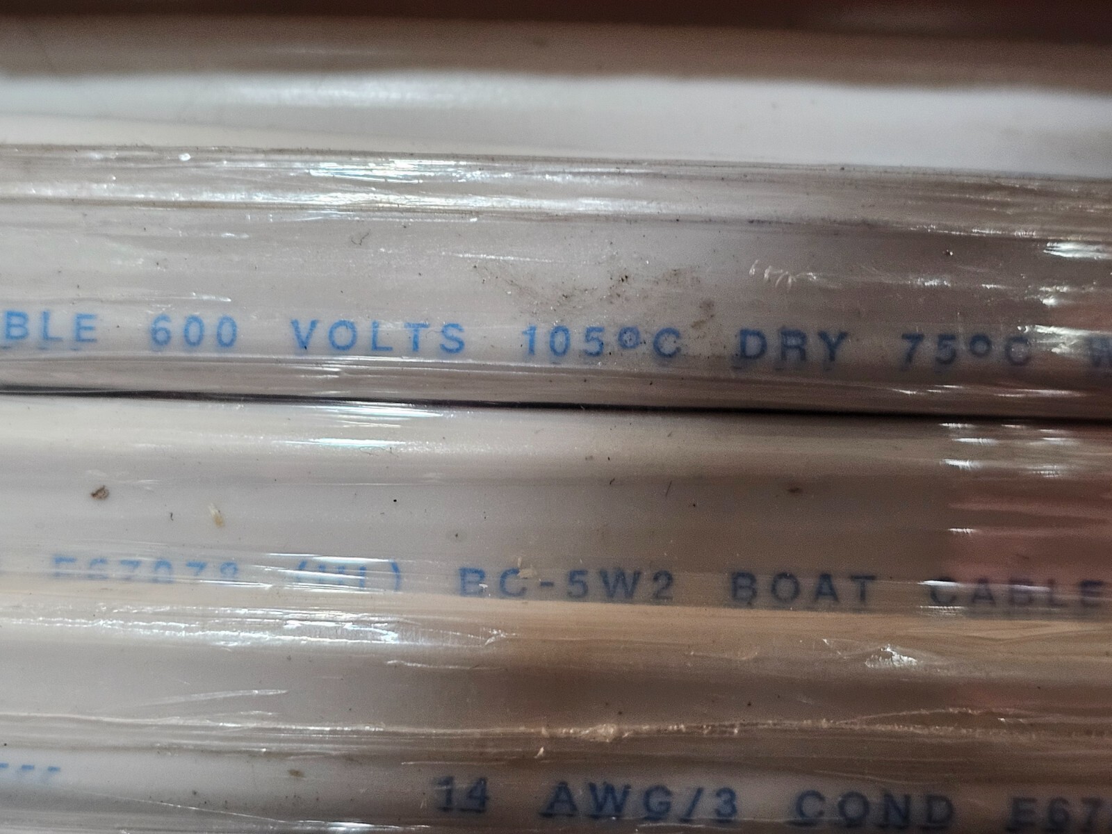 Boat Cable 500 Feet 14 AWG/3 Conductor Tinned Copper PVC Jacket BC-5W2 600V