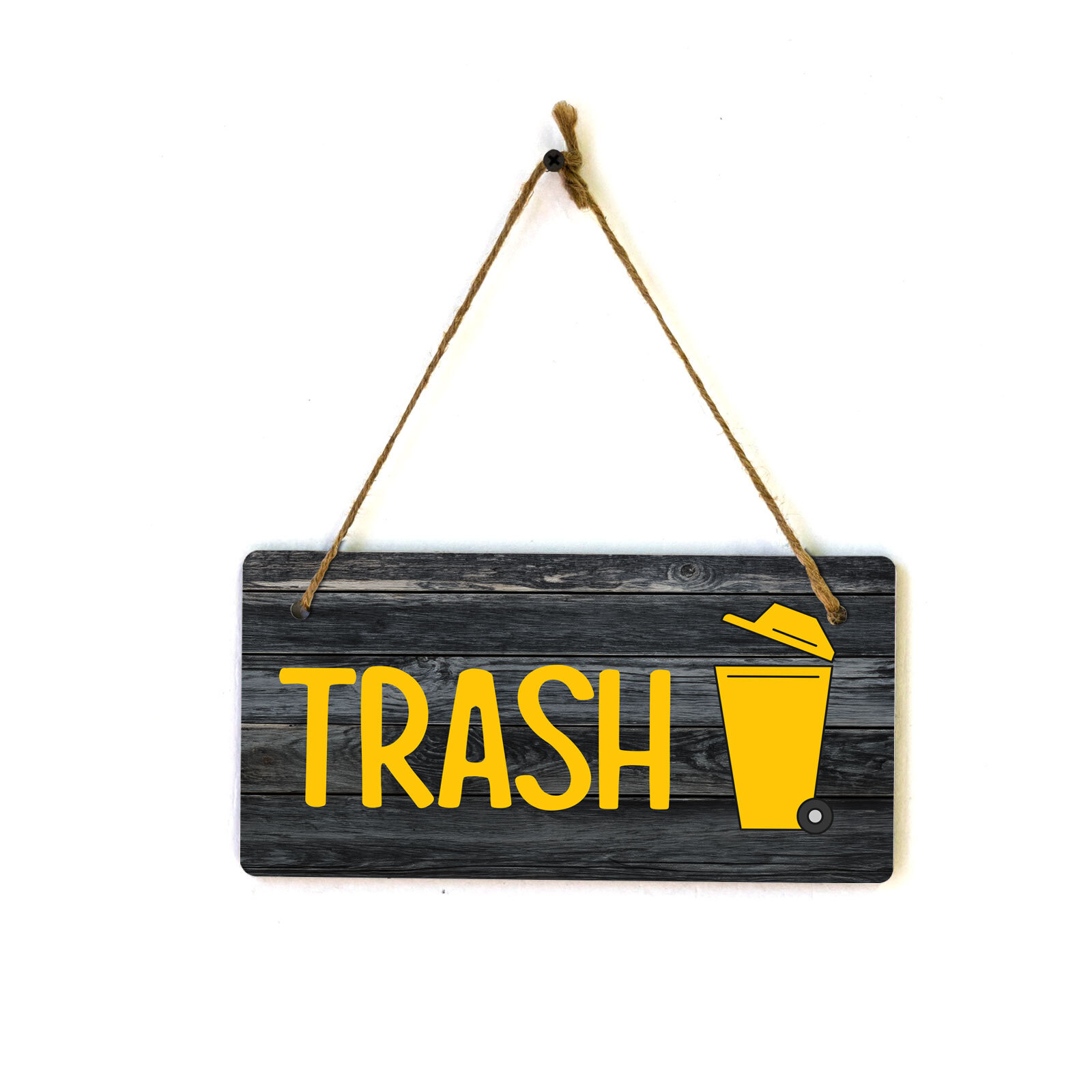 Trash 5×10 Hanging Plus Wall or Door Sign | Home & Office Signage