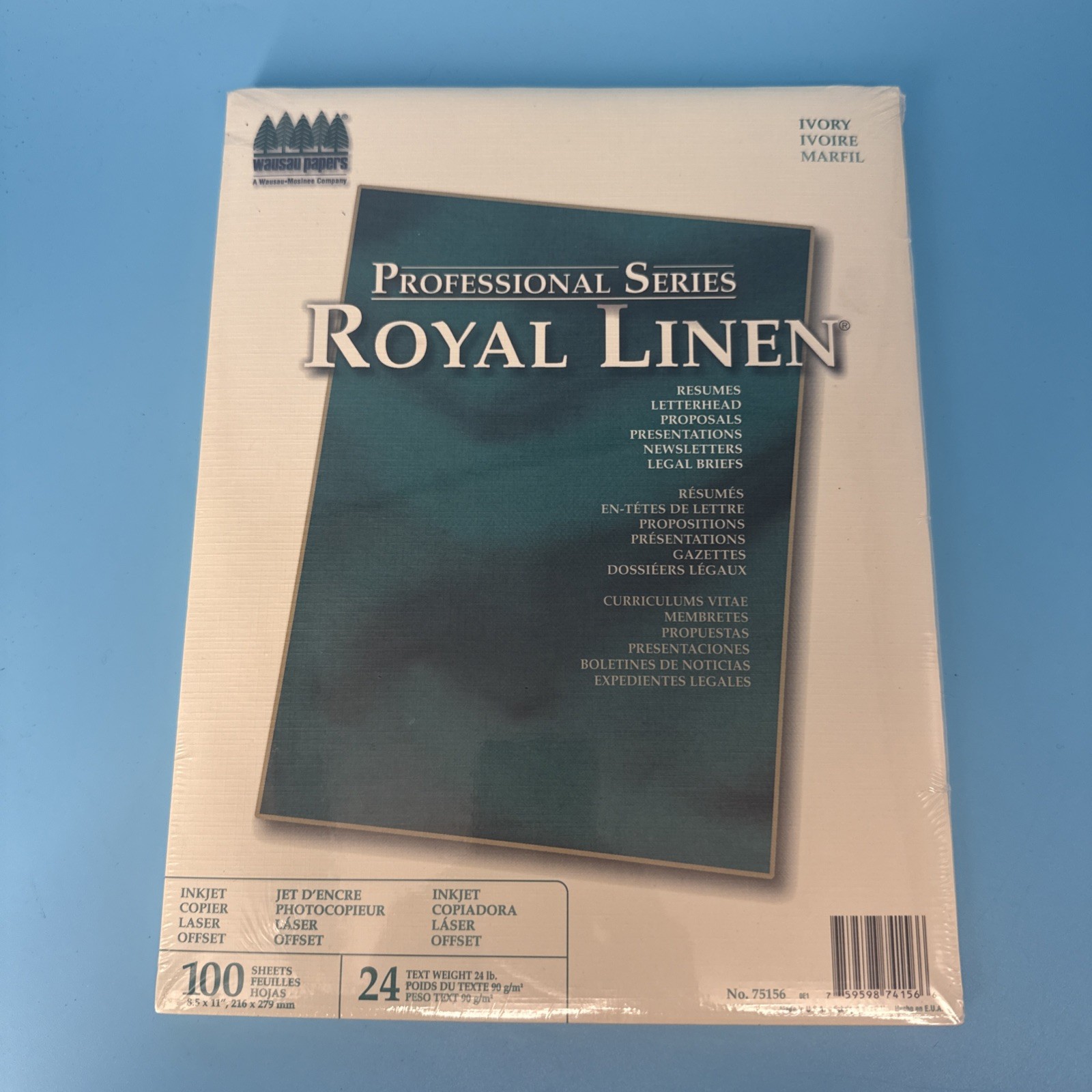 Royal Linen Ivory Stationery Resume 100 Sheet Package Printer Paper Business