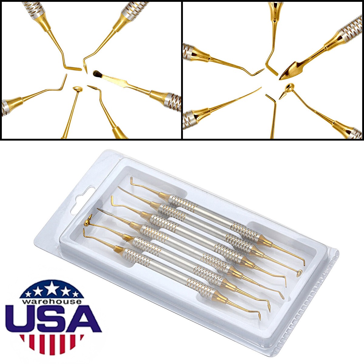 6Pcs/Set Dental Composite Resin Filling Spatula Repair Restorative kits US