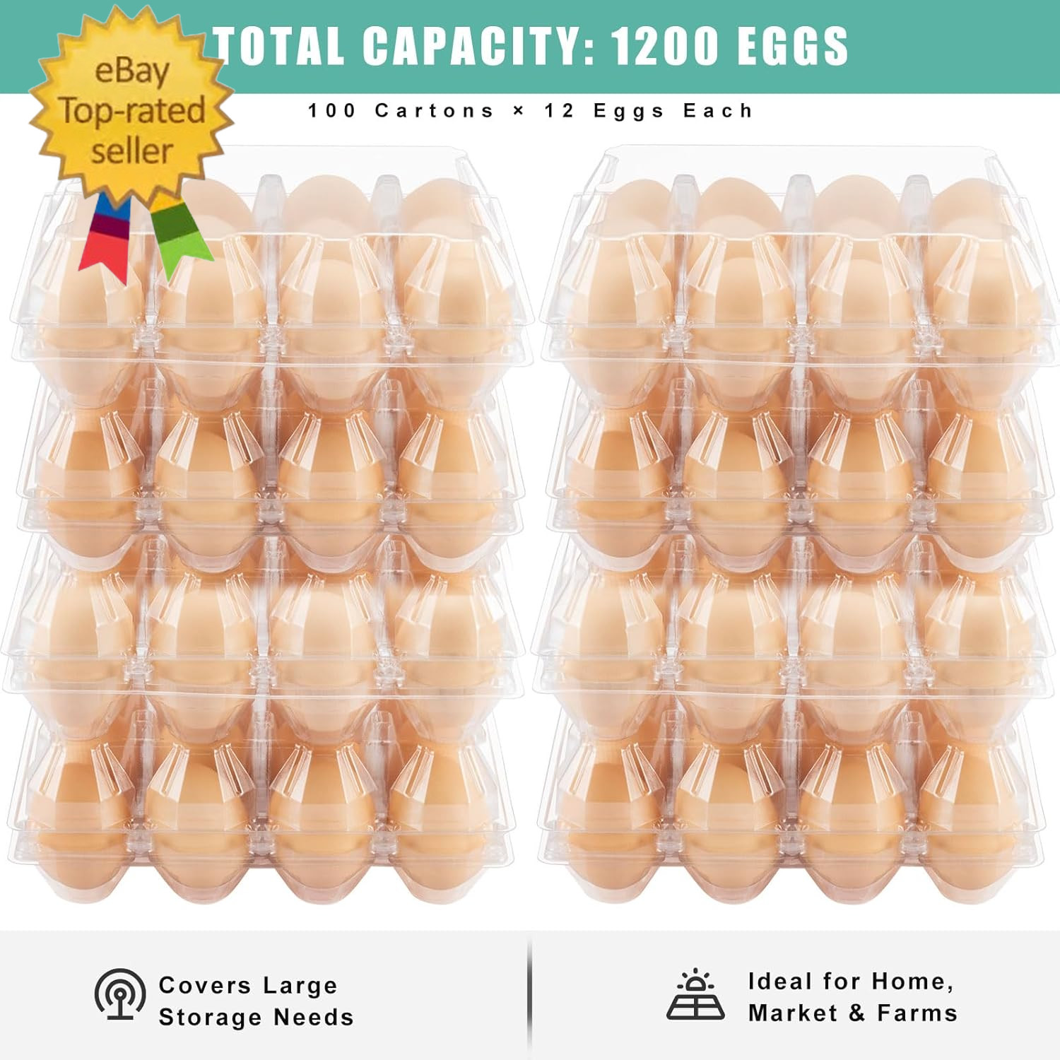 100 Packs Egg Cartons Cheap Bulk，Plastic for 12 Eggs,Clear Egg Cartons 3*4 Grids