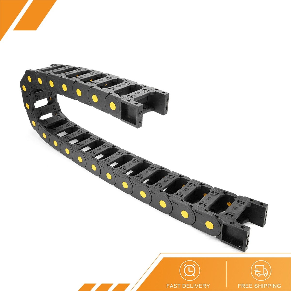 R55 25mm x 57mm Plastic Open Type Cable Wire Carrier Drag Chain 1M L Black