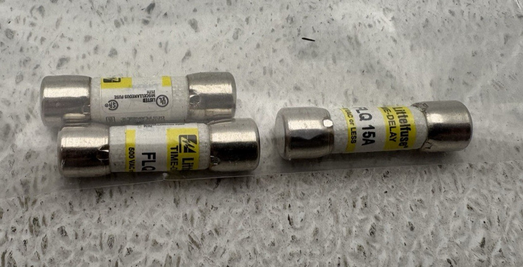 FLQ15A LITTELFUSE LOT OF 3 500 VAC OR LESS