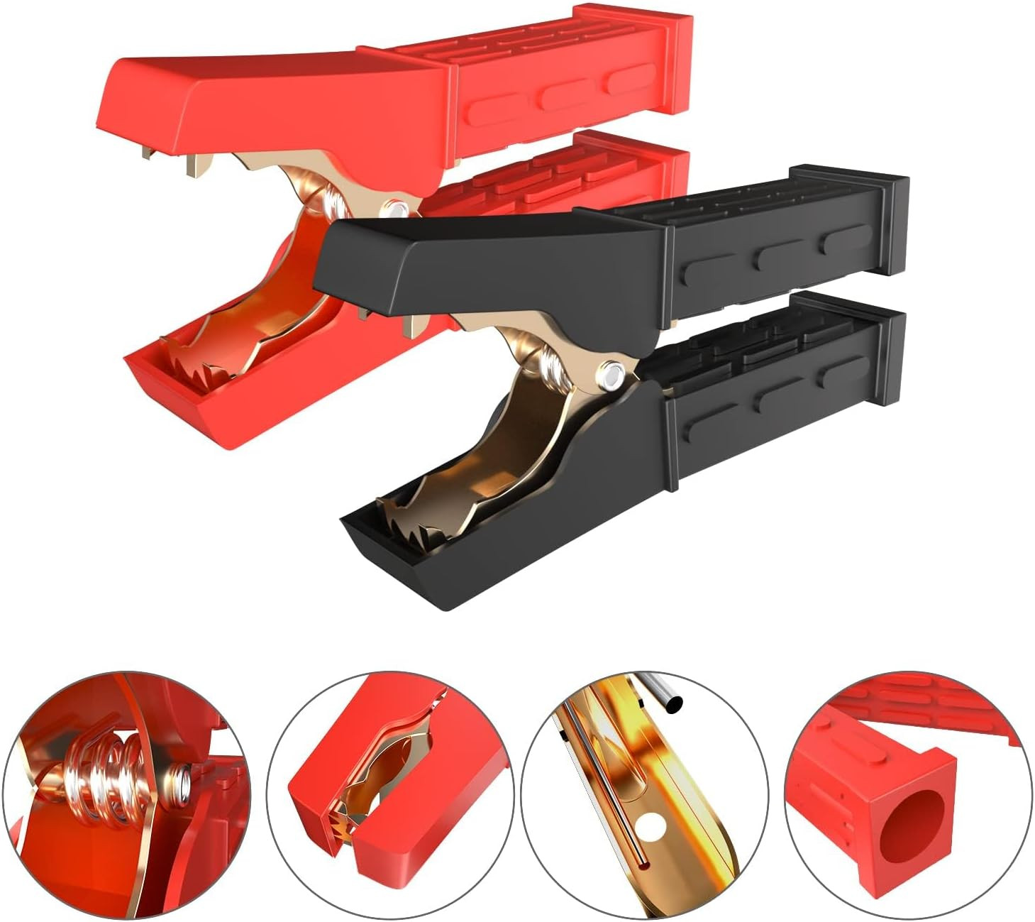 2Pcs Insulated Alligator Clips 100A-500A Electrical Heavy Duty Alligator Clamps,