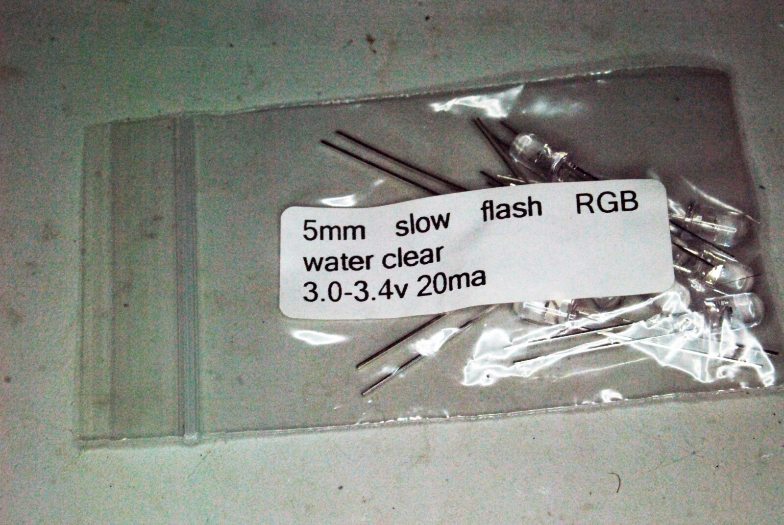 5mm slow flash RGB water clear through hole LED 3.0-3.4v 20ma pack of 10