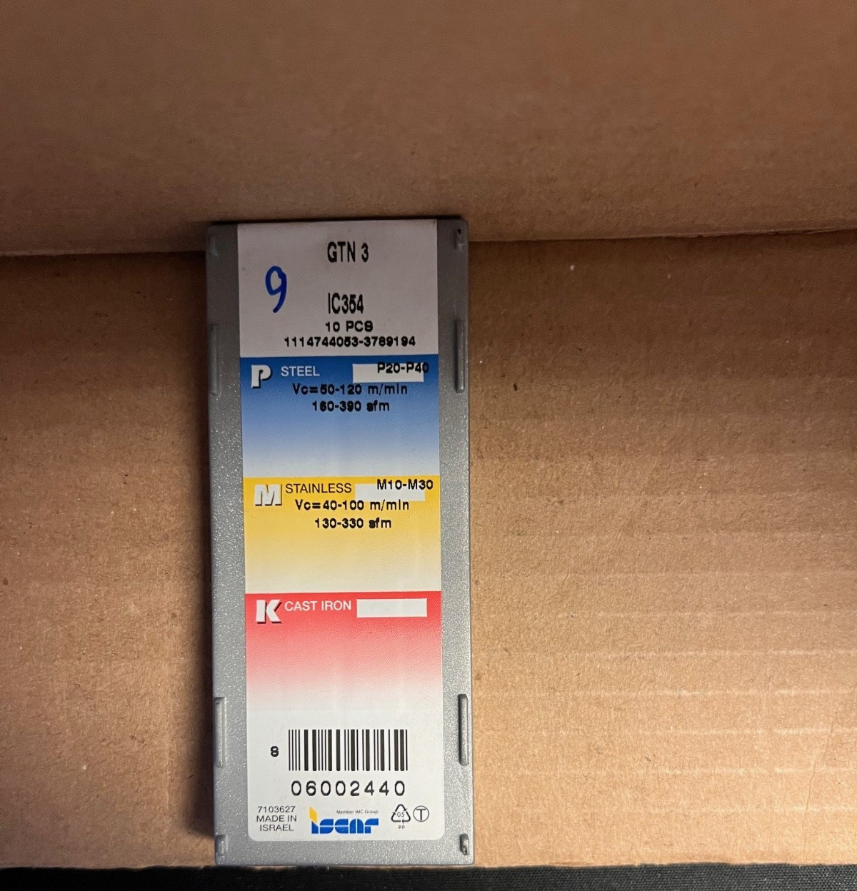 ISCAR GTN-3 IC354 CARBIDE CUTOFF INSERT – LOT OF 9 NEW