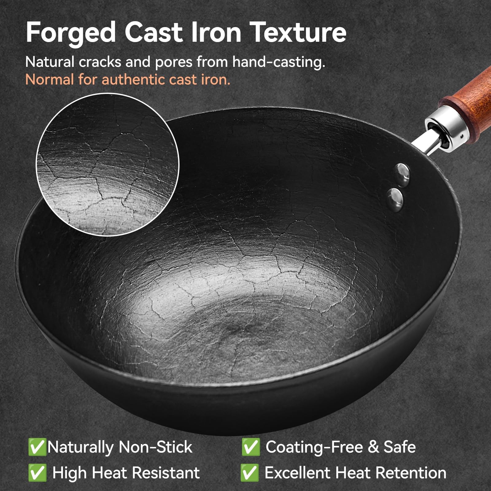 Wangyuanji 9.5 Inch Small Cast Iron Wok Lid – Shell Texture Uncoated