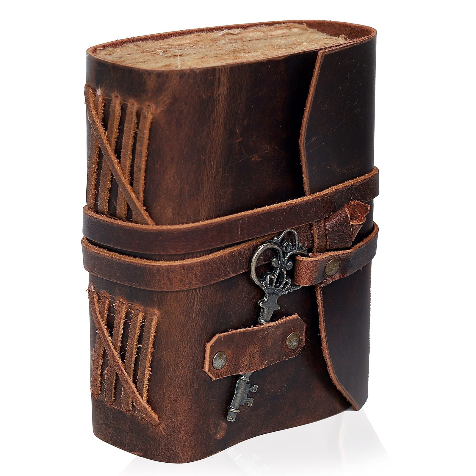 Leather Journal for Women Men Blank Deckle Edge Paper Notebook 180 GSM Brown