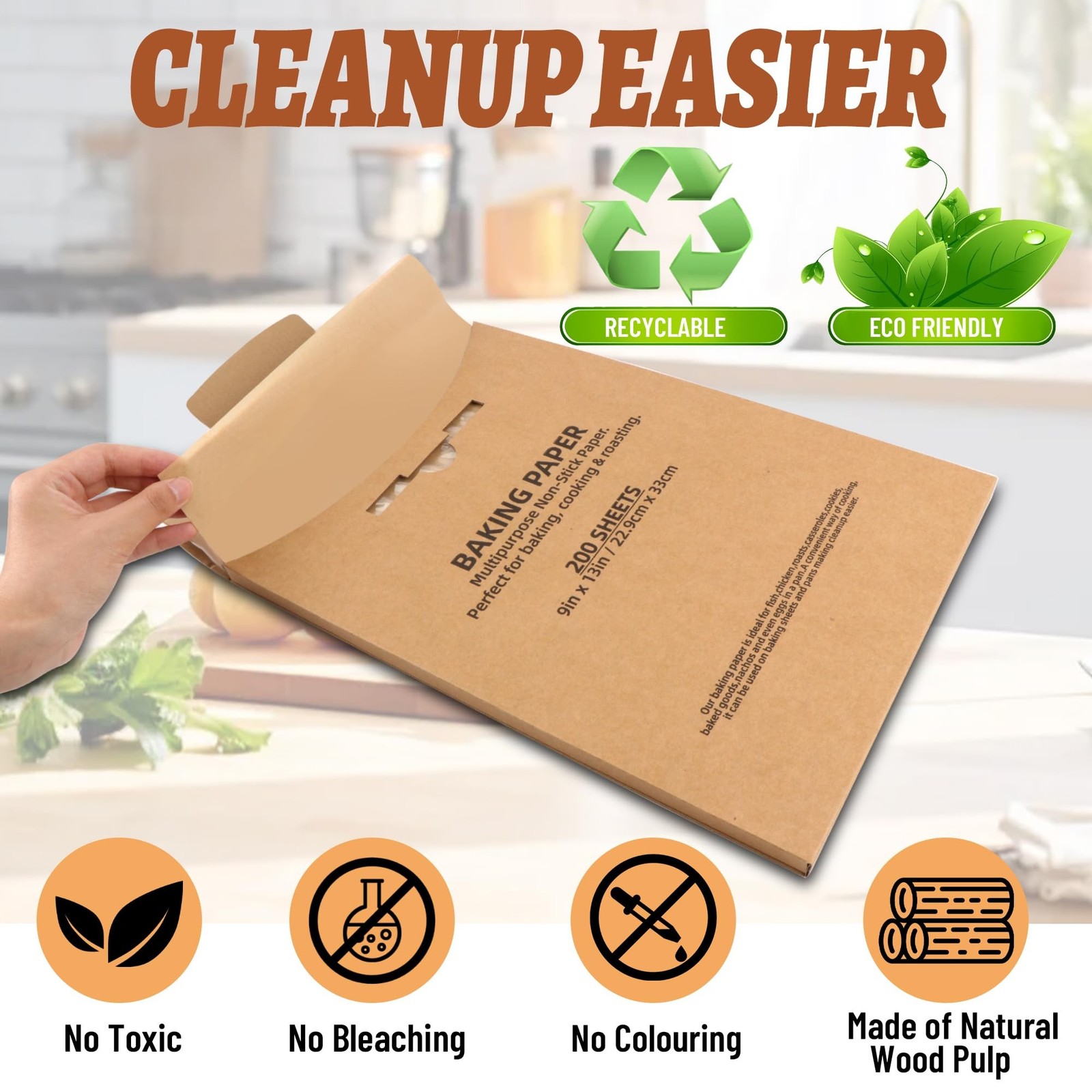 120 Pcs 9 x 13 Inch Parchment Paper Sheets, Precut Non-Stick & Unbleached Bak…