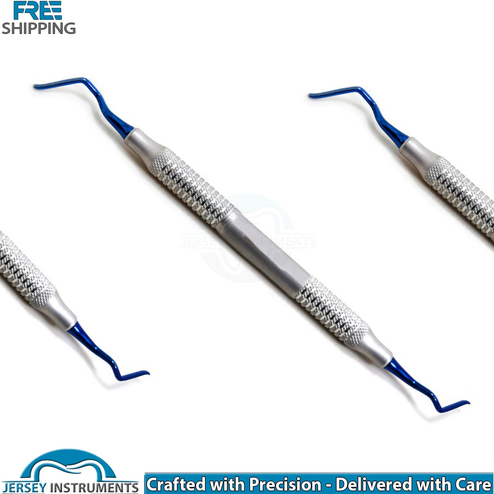 Set of 5 Implant Surgery Tunneling Elevators Blue Tip Dental Surgical Instrument