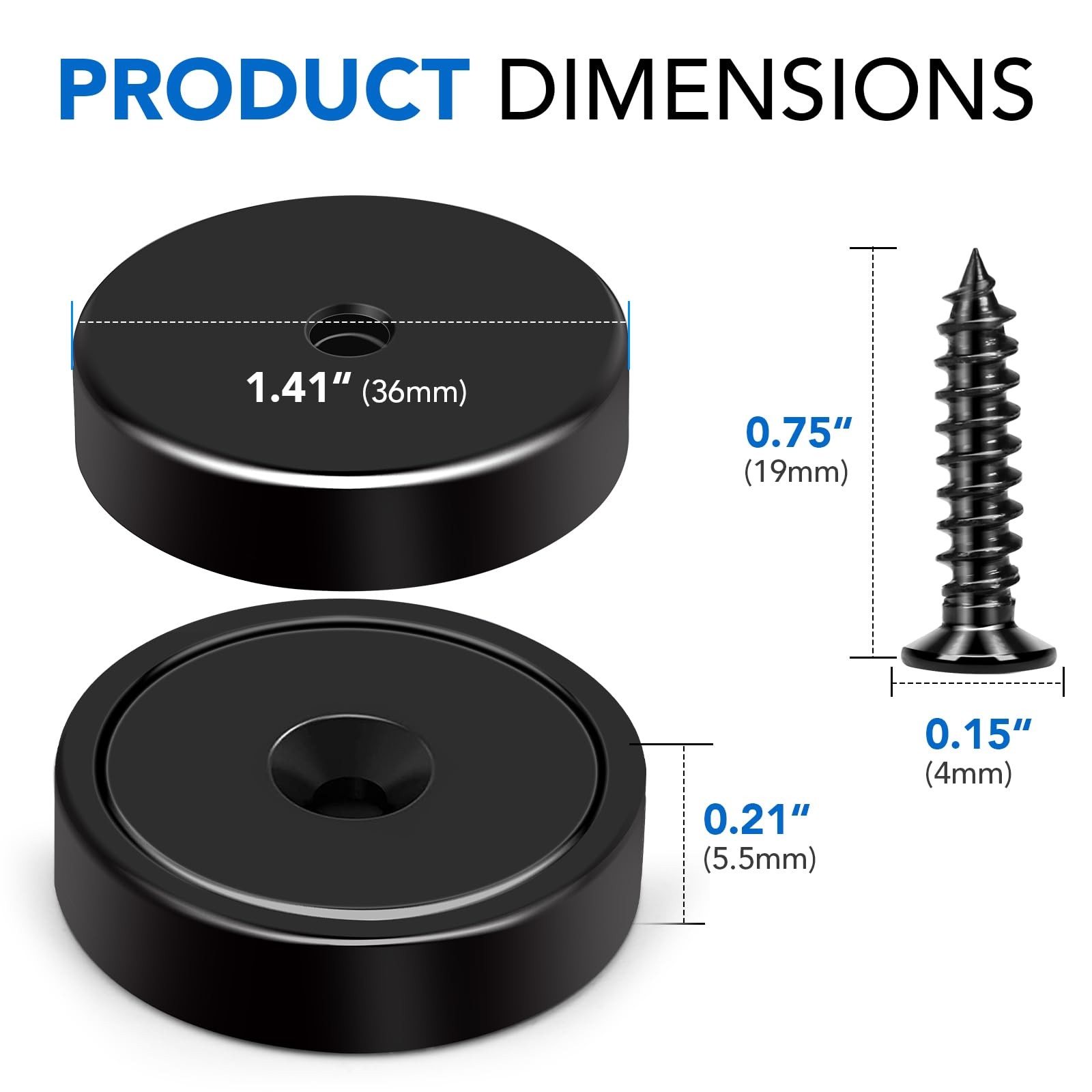 Heavy Duty Magnets with Hole 150LB Strong Neodymium Wall Mount Magnets 6 Pack