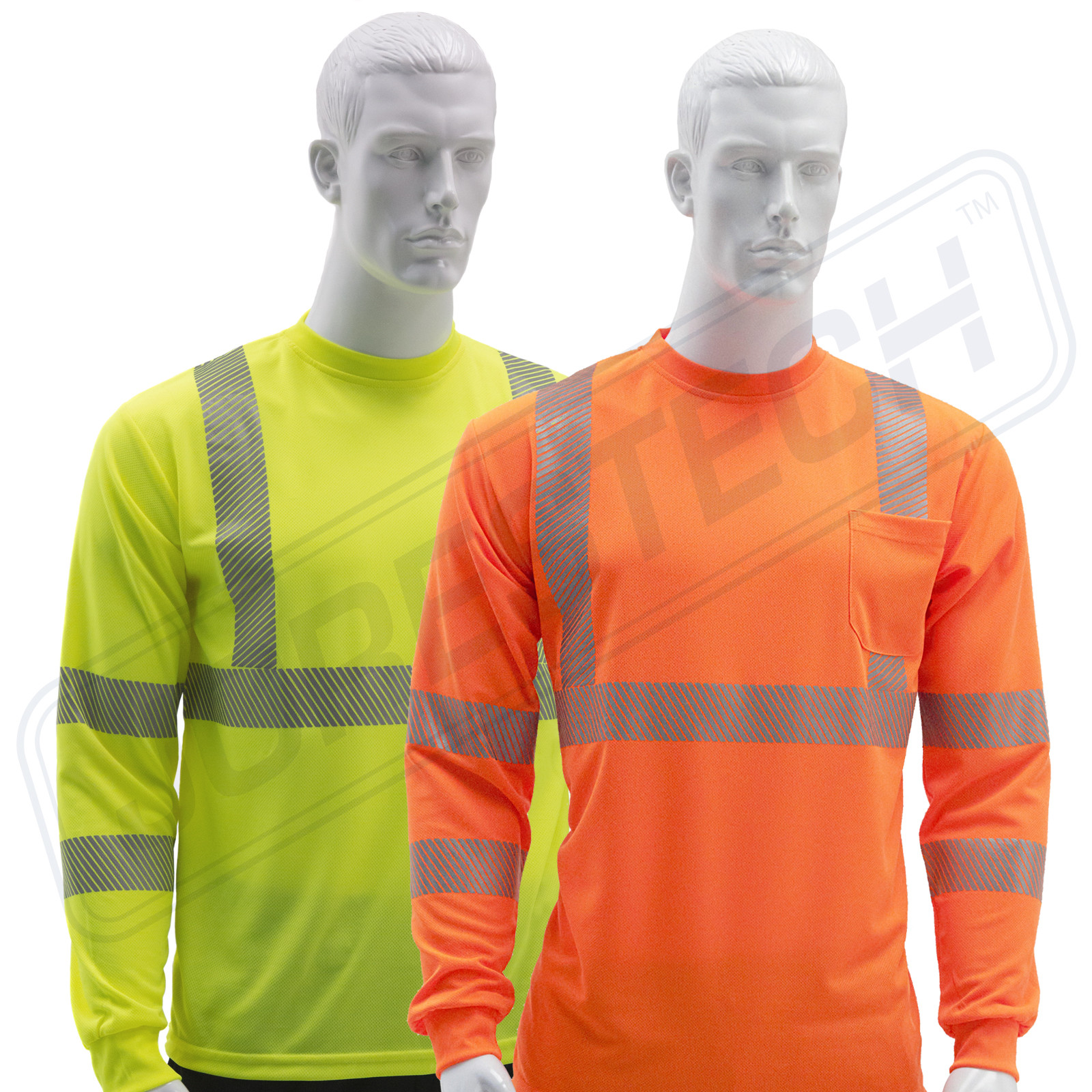 Hi Vis T Shirt ANSI Class 3 Reflective Safety Long Sleeve HIGH VISIBILITY