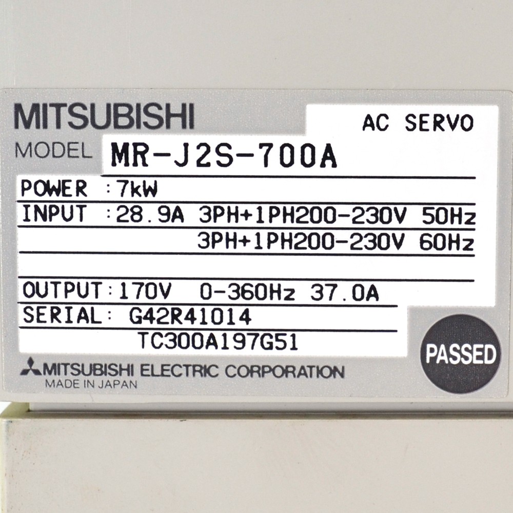 Mitsubishi MR-J25-700A AC Servo Drive Amplifier 7kW 170VAC 0-360Hz 37.0A 3-Phase