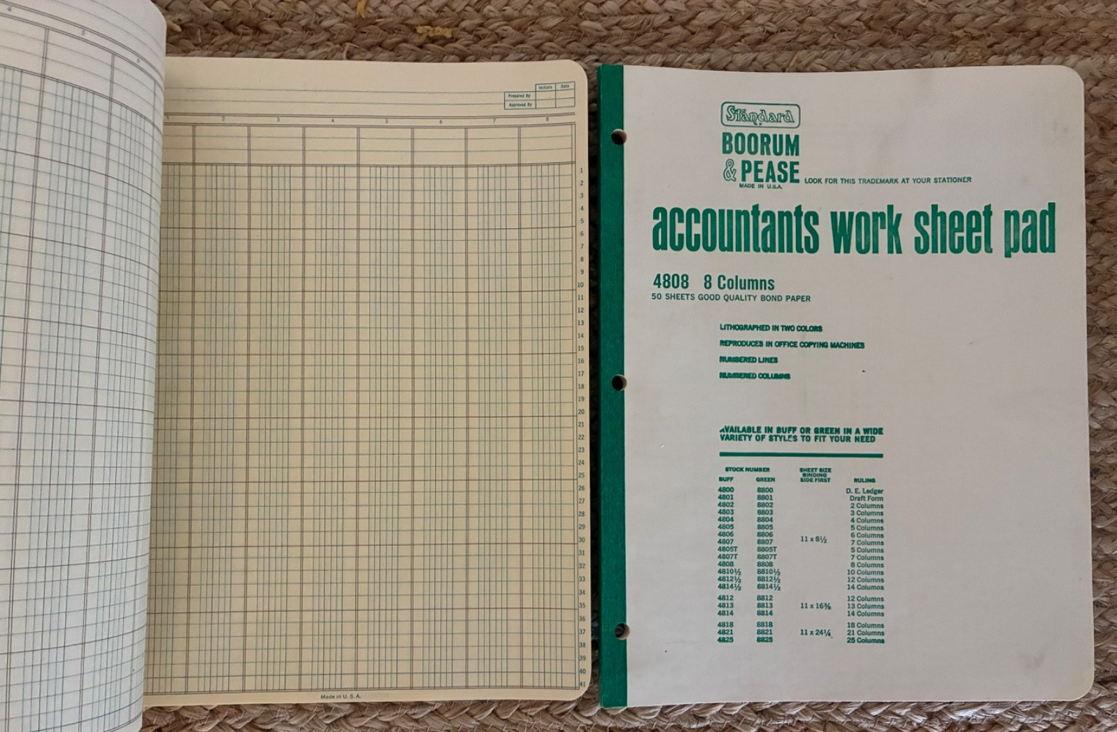 Vintage Boorum & Pease Accountant Work Sheet Pads Lot 2 NOS Unused 4808 8 Column