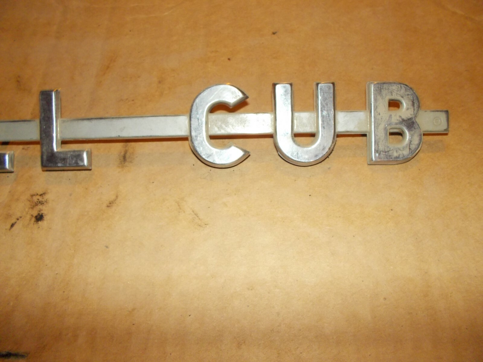 Farmall Cub tractor good Original IH IHC CHROME hood emblem F-A-R-M-A-L-L-C-U-B