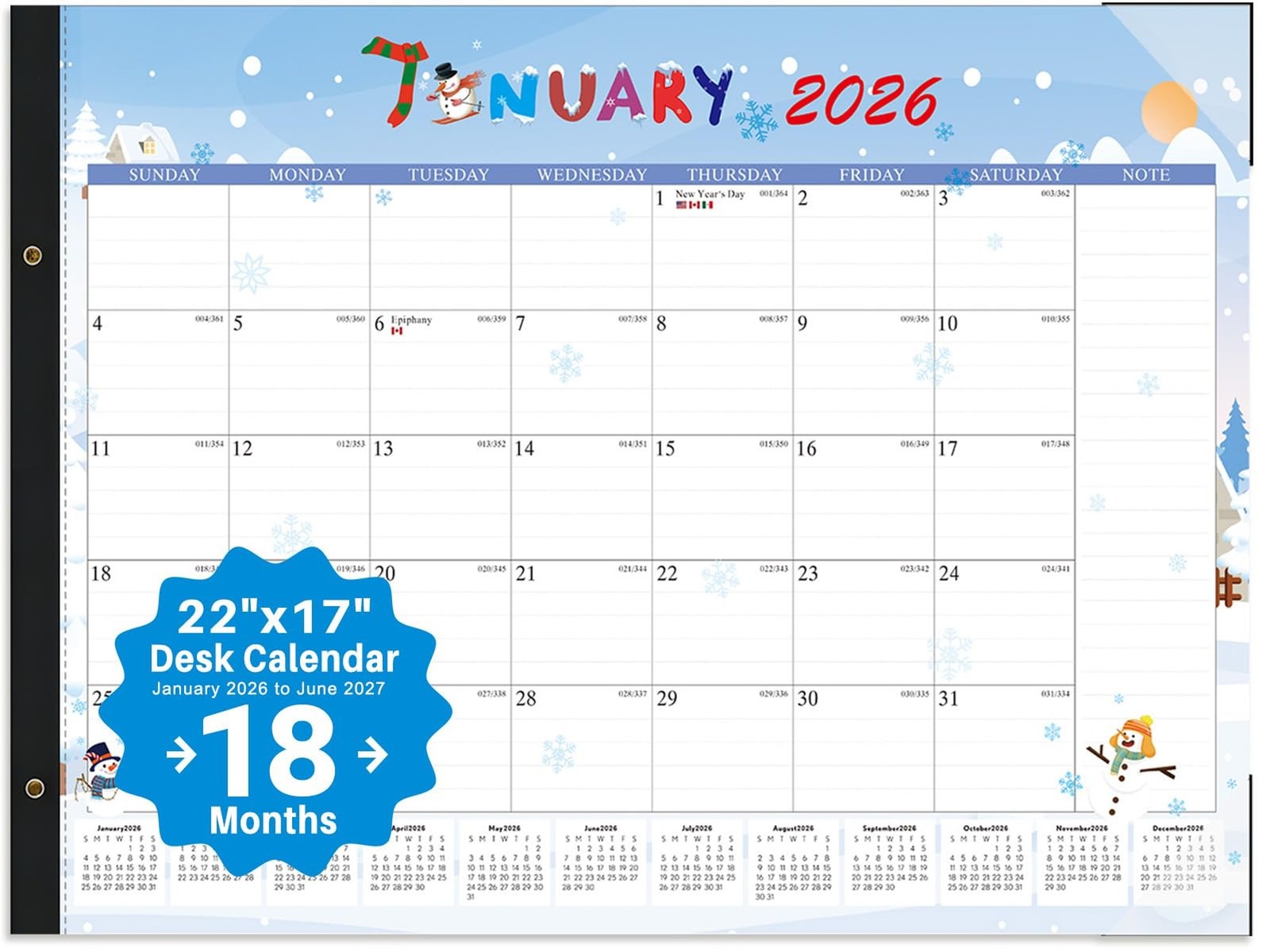 2026 Desk Calendar Large 22×17 – 01/2026-07/2027 Desk Top Calendar 2026 wi