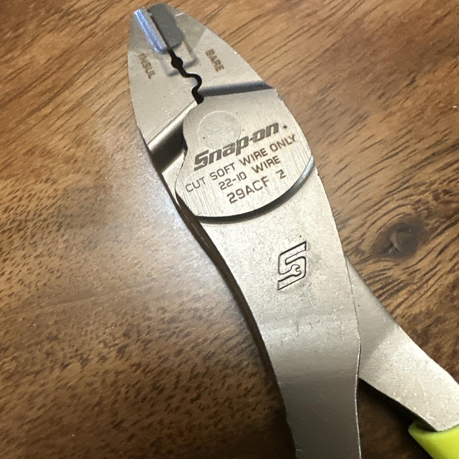 NEW Snap On 29ACF HI VIZ Handle – 9″ Wire Terminal Crimping Tool – FREE SHIPPING