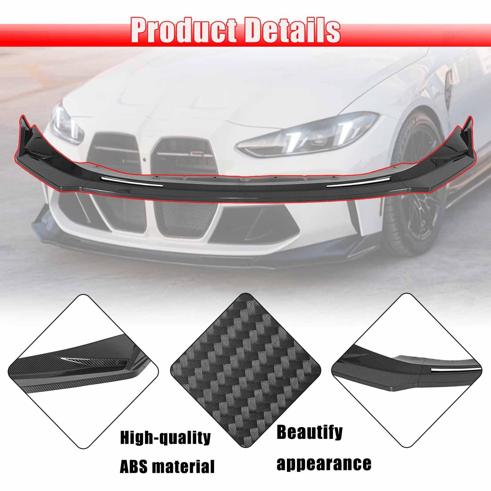 Front Bumper Lip BMW G80 M3 G82 G83 M4 2021-2026 Carbon Fiber Painted
