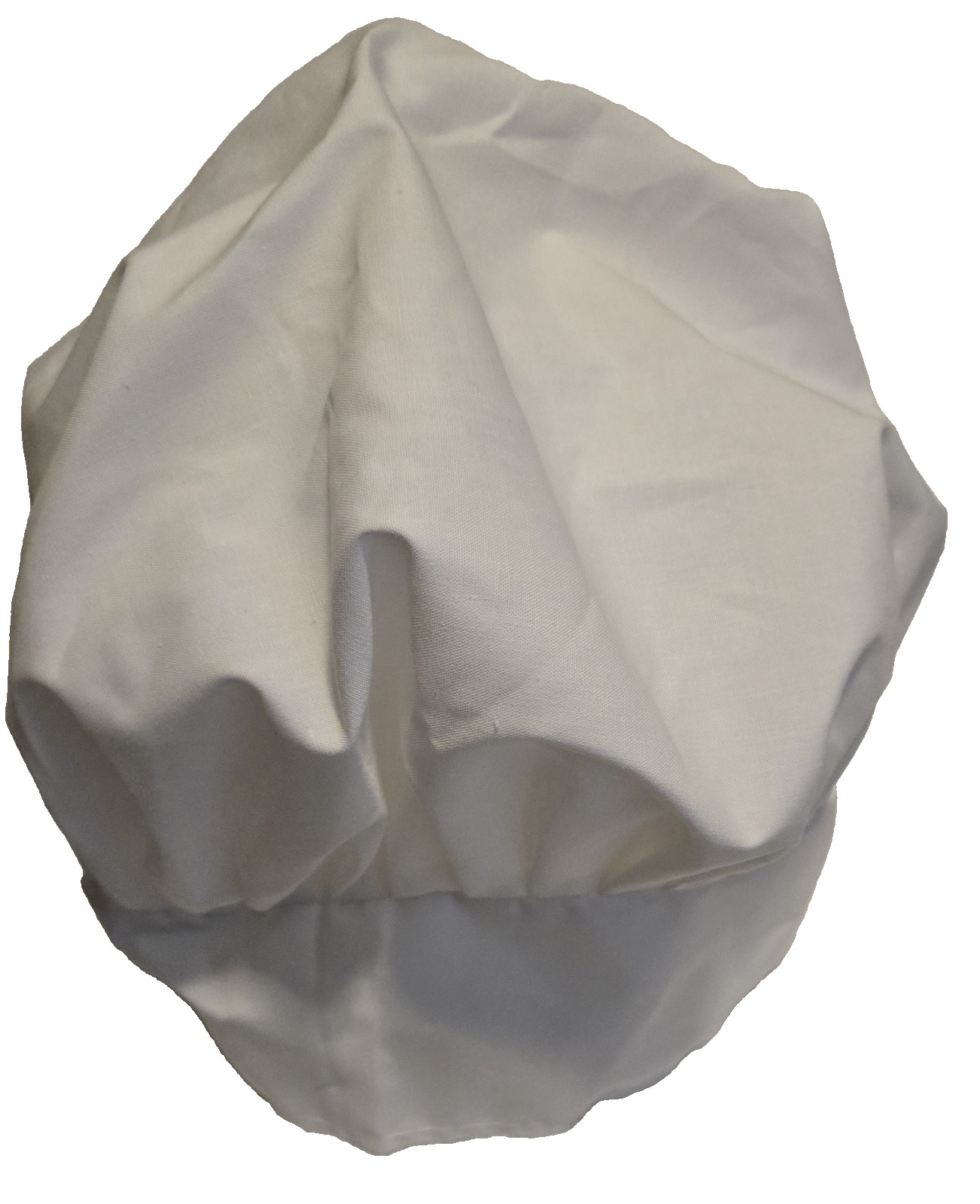 White Chef’s Hat Poly/Cotton Blend w/ Hook & Loop Fastener–Black Fiber on H & L
