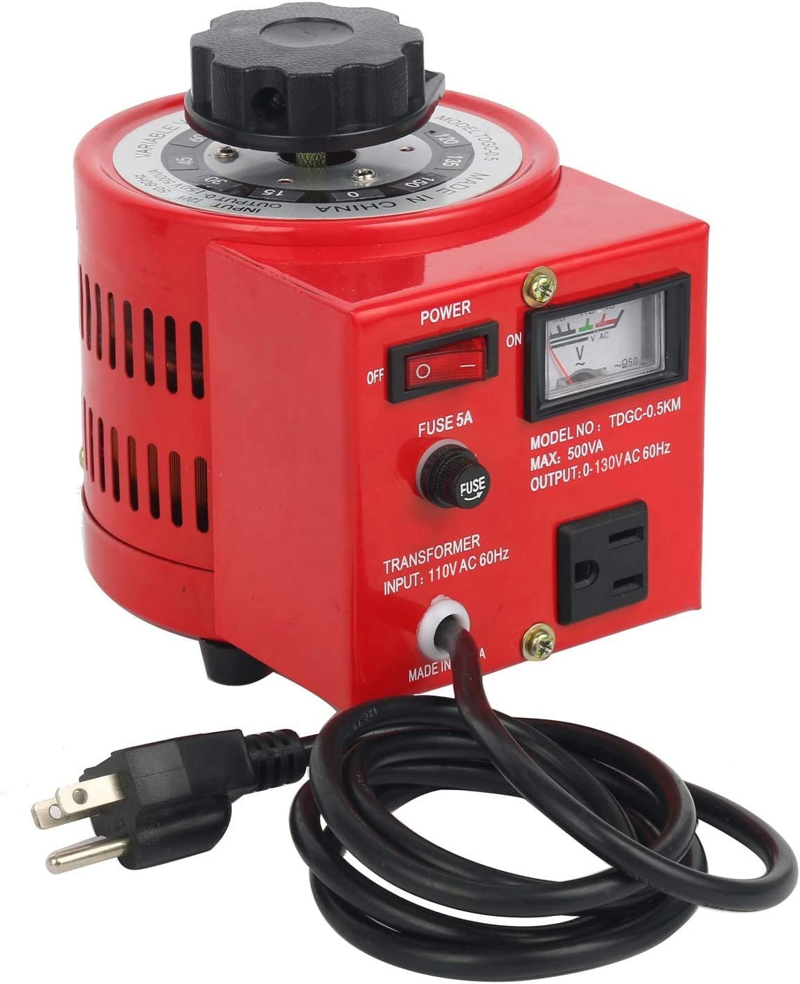 Voltage Transformer 5 Amp Auto AC Variable Voltage Regulator 500VAC 0-130VAC