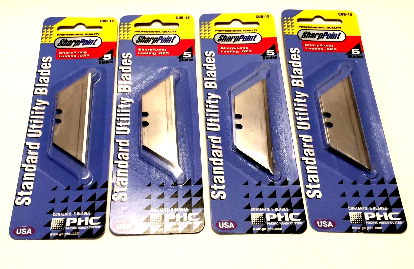 PHC SHARP POINT 8 PACKS OF 5 STANDARD UTILITY BLADES (TOTAL 40 BLADES) #CUB-15