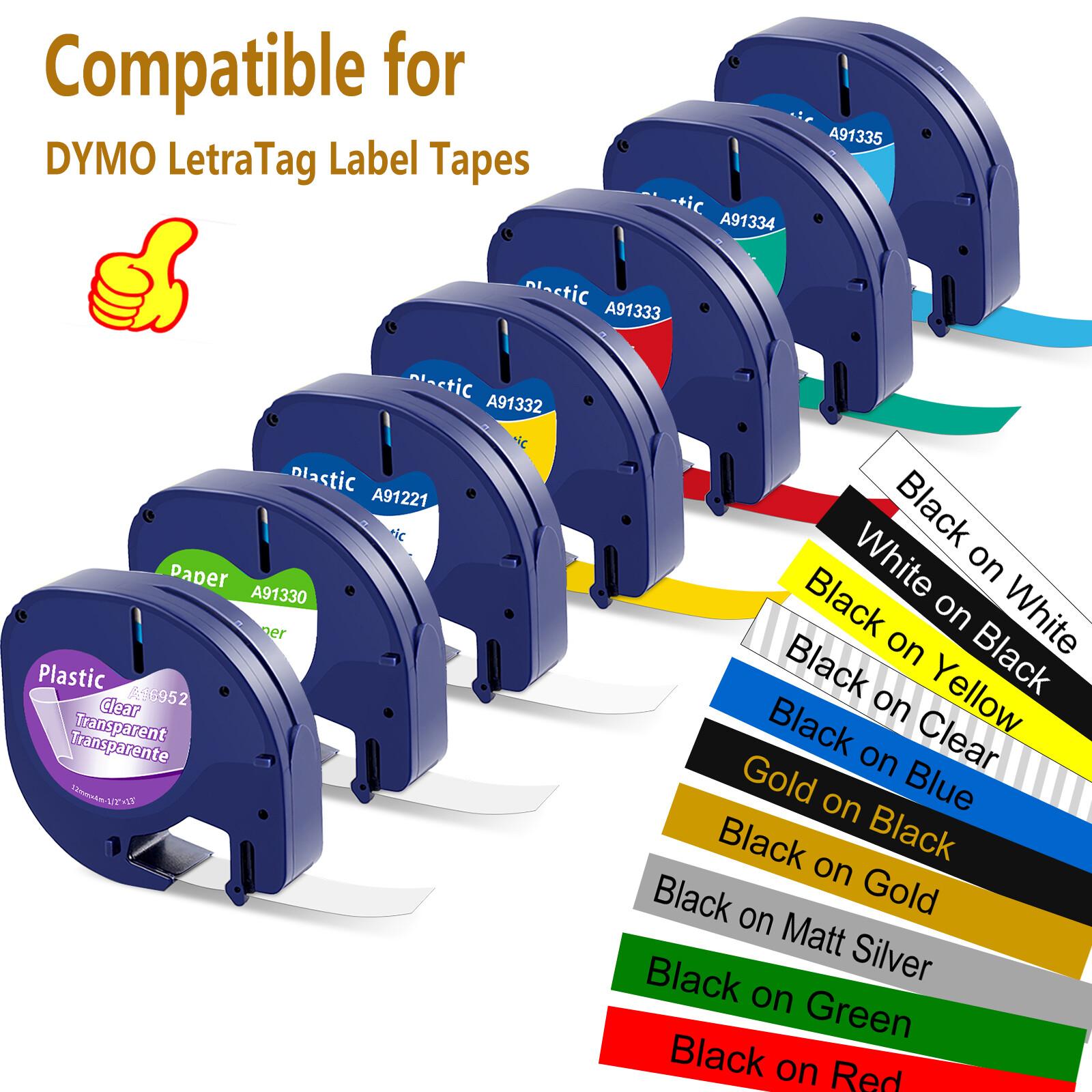 7PK Dymo Letratag Refill 91331 91330 White Plastic Label Tape 12mm LT-100H 1/2″