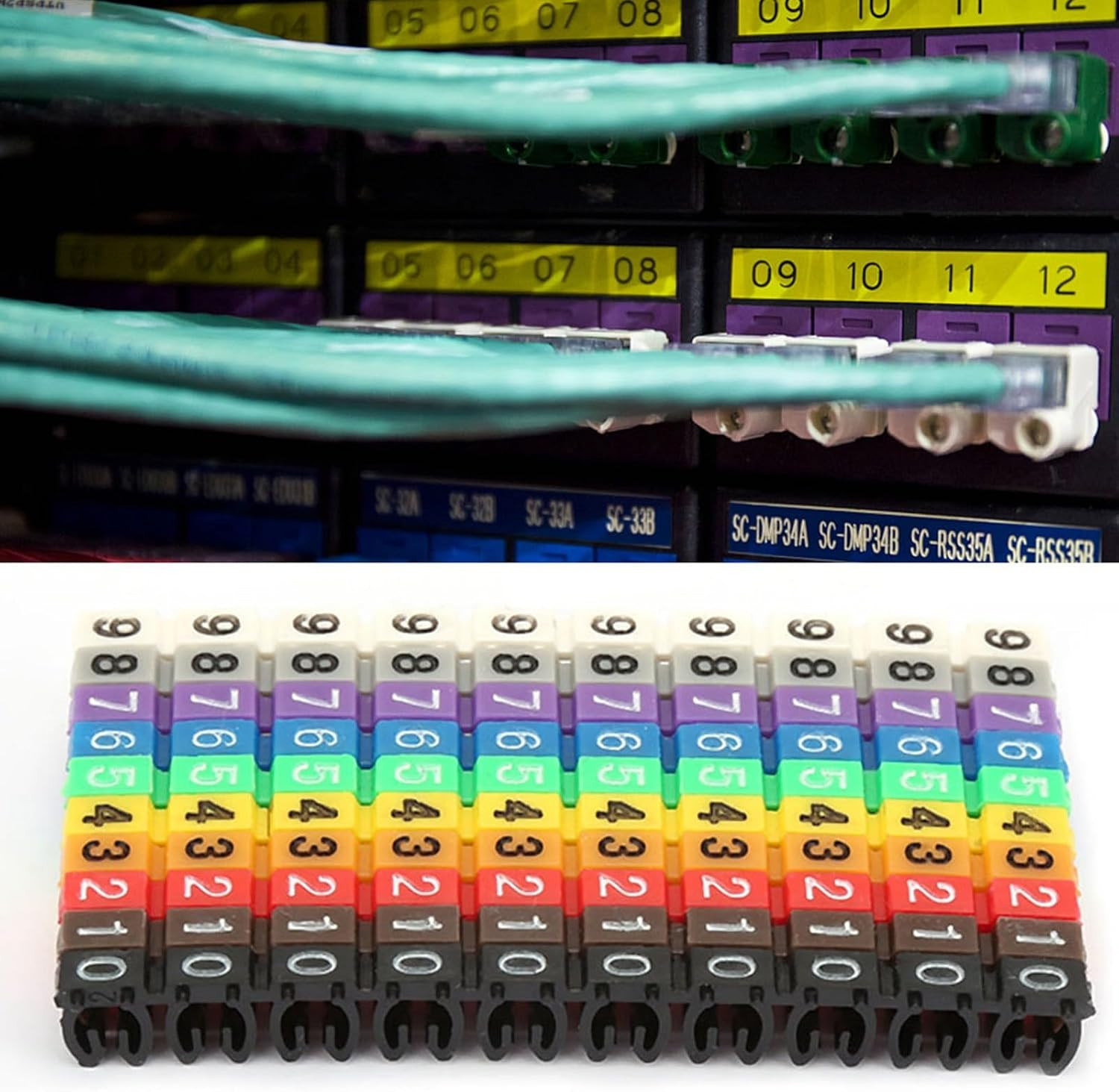 Wire Number Labels, 0.2 X 0.1In Colorful Wire Number Tube Cable Marker, Digital